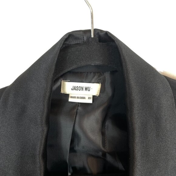 Jason Wu Tuxedo Satin Shawl Collar One Button Blazer Jacket Black Size XS - Picture 3 of 12